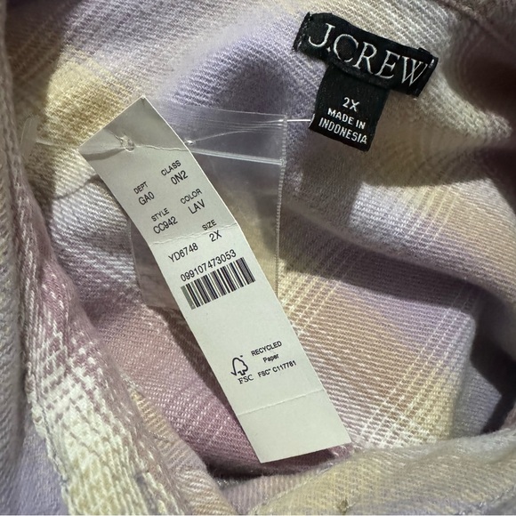 J. Crew Relaxed Button-up Shirt in Lavender Plaid size 2XL - Picture 6 of 8
